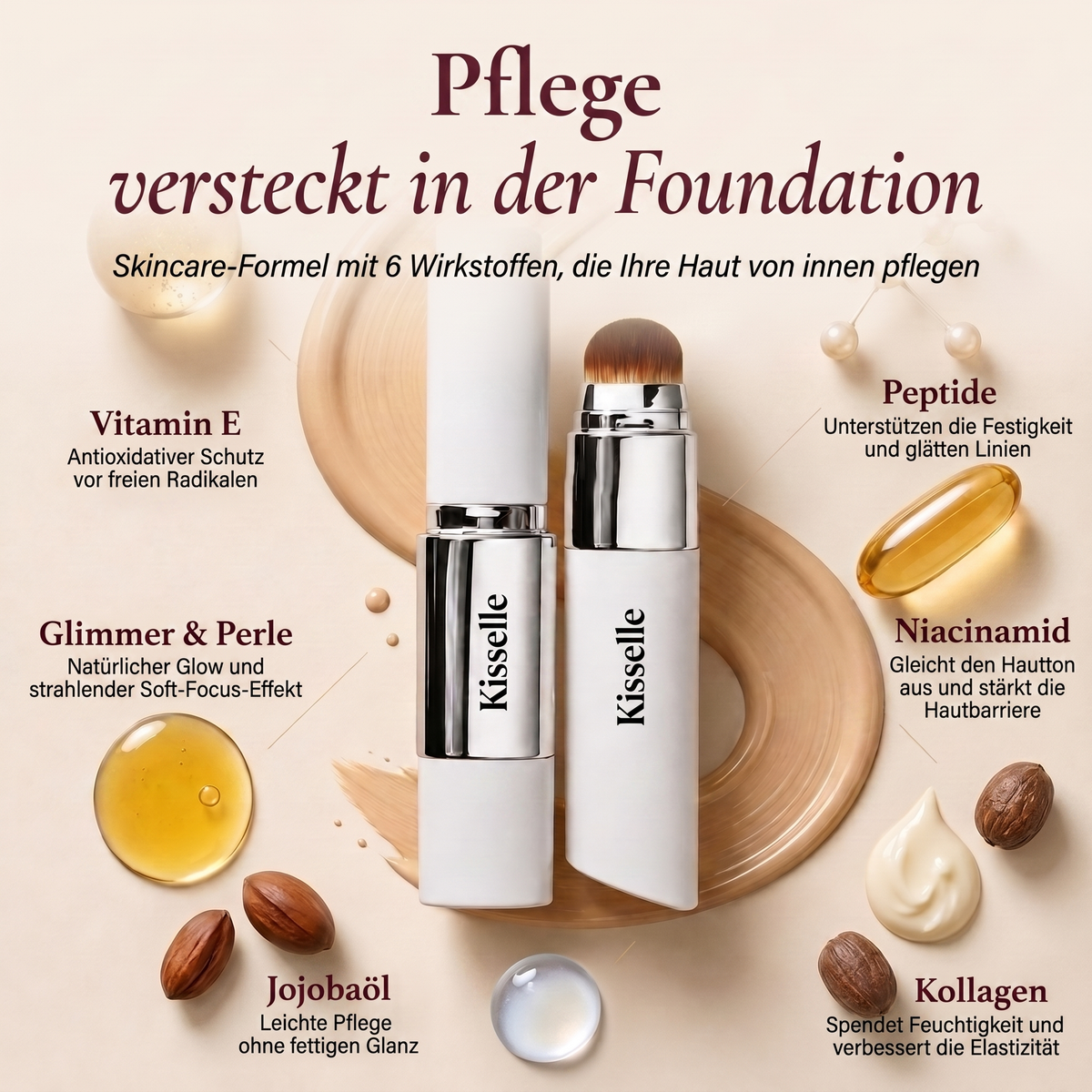 Kisselle™ Foundation Stick — Der Stick, der sich Ihrem Hautton anpasst