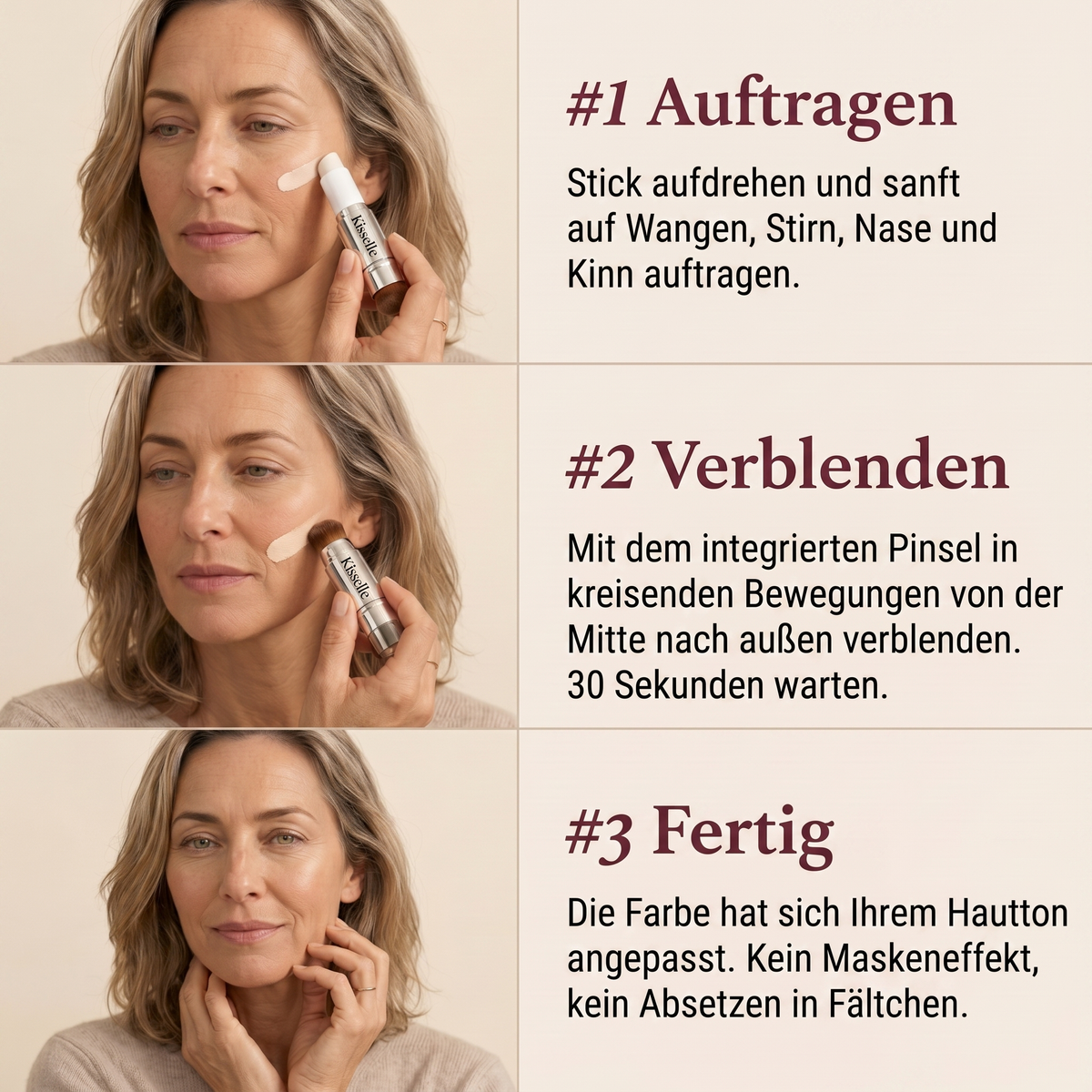 Kisselle™ Foundation Stick — Der Stick, der sich Ihrem Hautton anpasst
