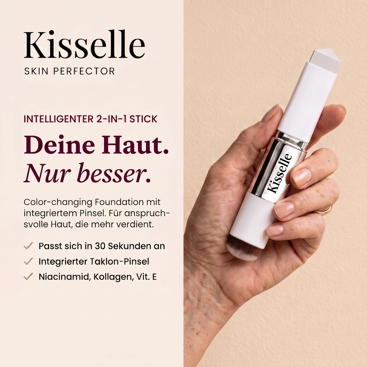 Kisselle™ Foundation Stick — Der Stick, der sich Ihrem Hautton anpasst